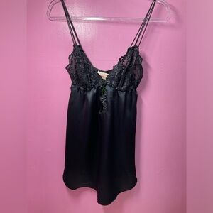 Just Flora Elegant Black Lace Satin Camisole